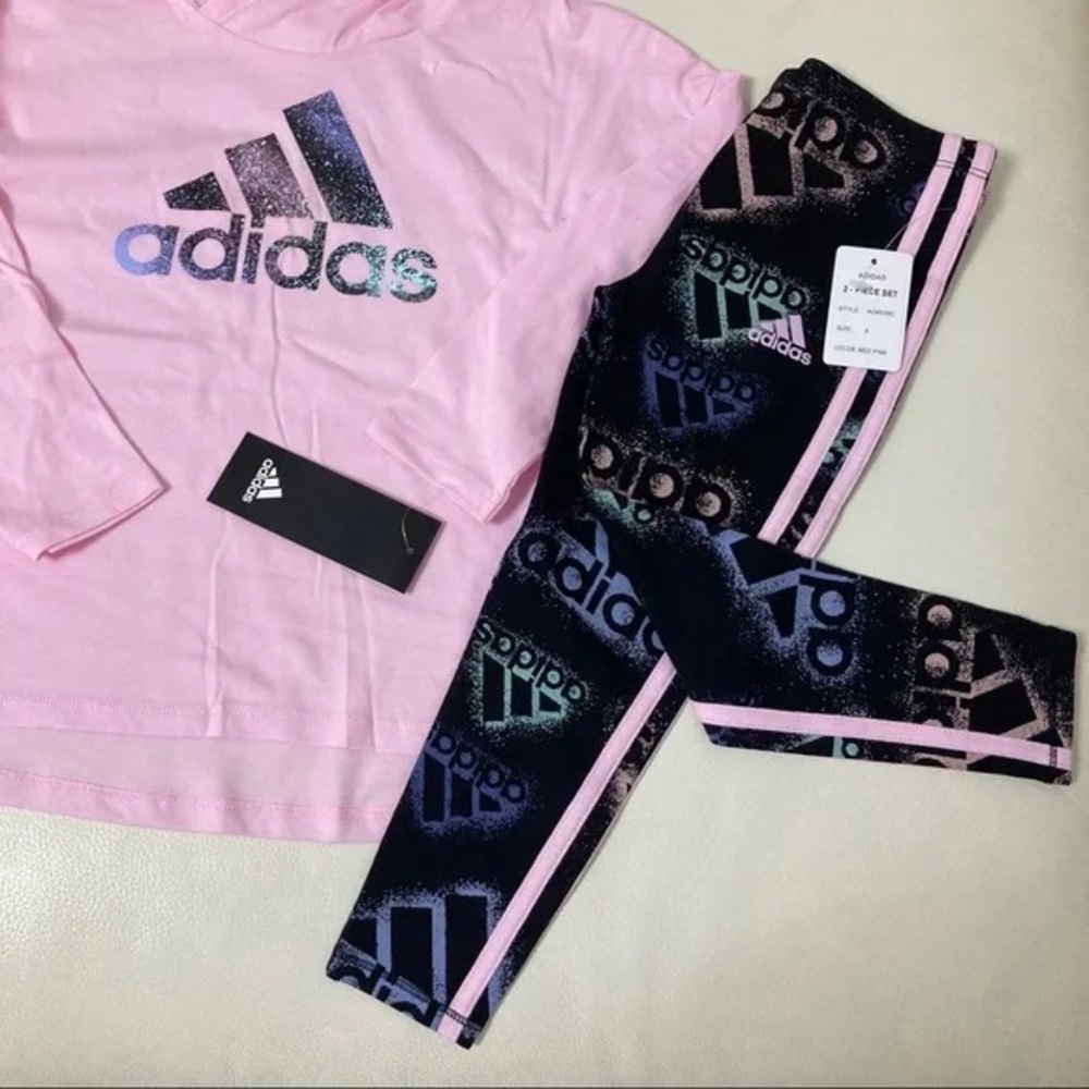 Adidas Floral Neon Colors Stylish Legging hoodie with long sleeve set 4033 - Picture 5 of 6